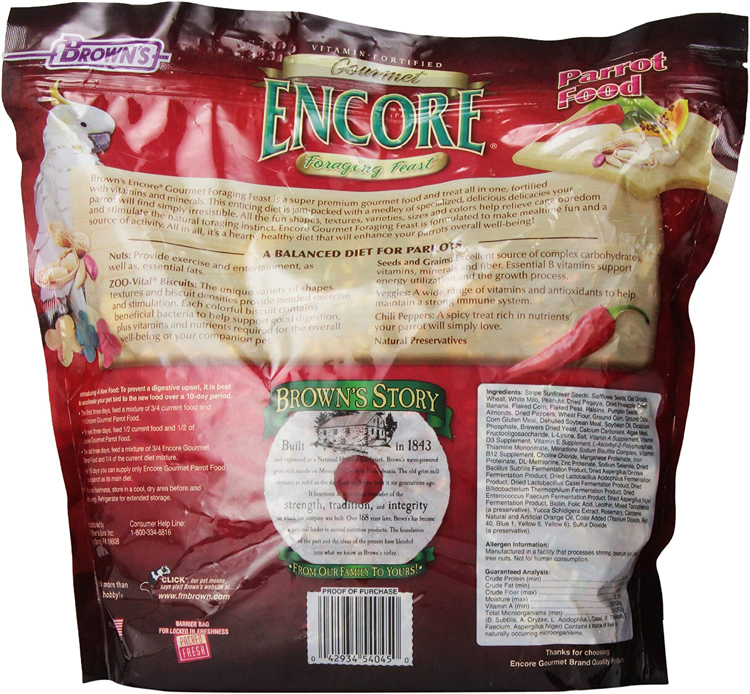 F.M.Brown'S Encore Gourmet Parrot Food, Net Wt 4 Lb Animals & Pet Supplies > Pet Supplies > Bird Supplies > Bird Treats F.M. Brown's   