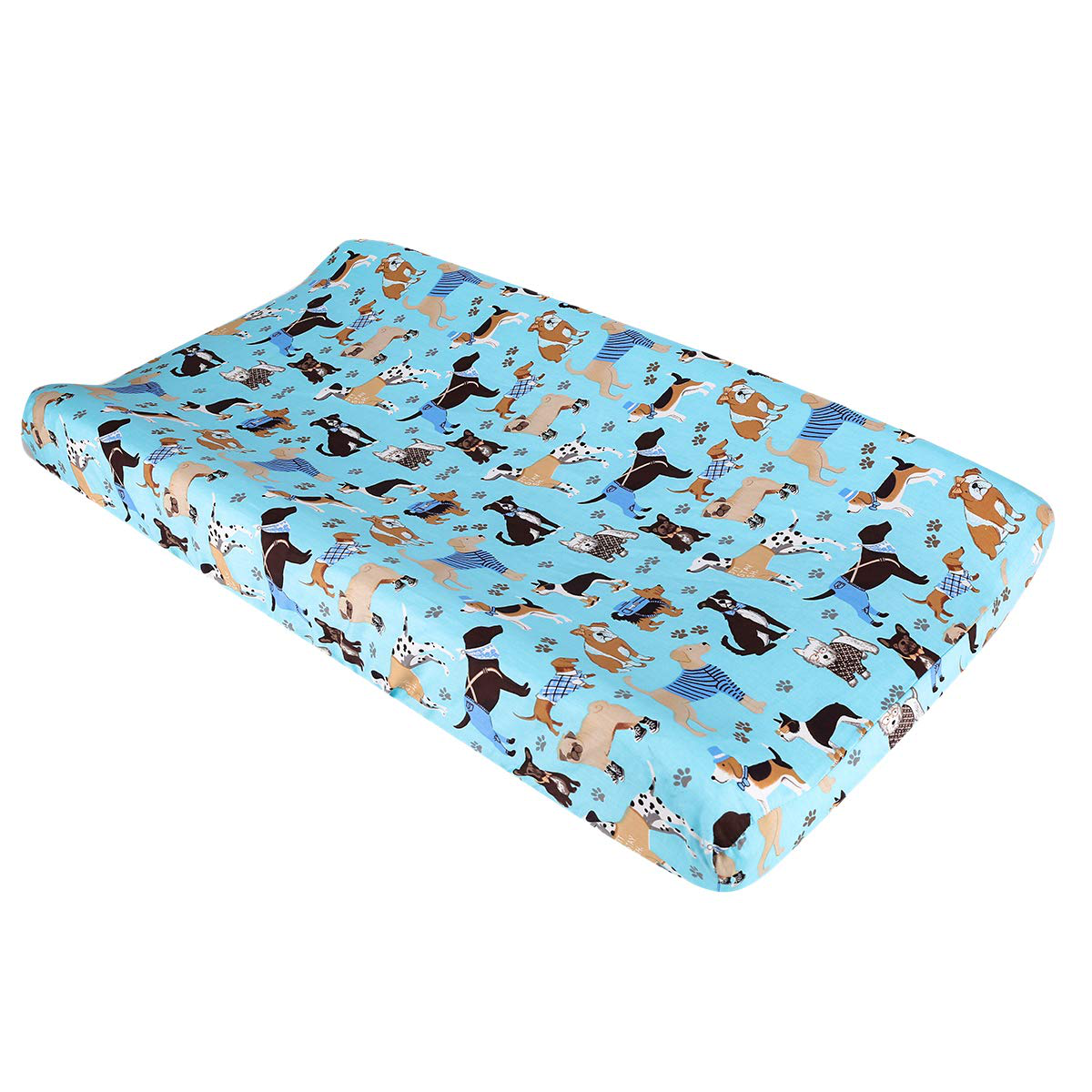 Changing Pad Cover - 100% Cotton Soft Baby Diaper Changing Pad Liner for Boys and Girls 1 Pack 32×16 Inch Unisex Change Pad Sheets Blue Dog - by UOMNY Animals & Pet Supplies > Pet Supplies > Dog Supplies > Dog Diaper Pads & Liners UOMNY Blue Dog  