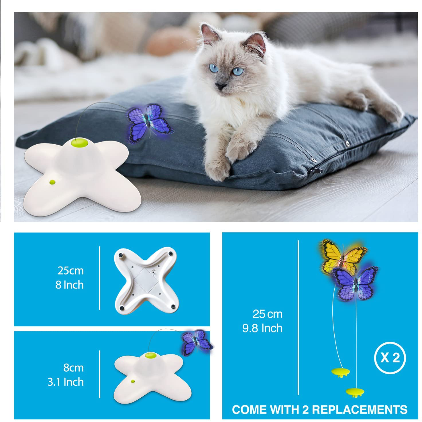 All for Paws Interactive Flutter Bug Cat Butterfly Toy with Two Replacements Kitten Toys for Indoor Cats Animals & Pet Supplies > Pet Supplies > Cat Supplies > Cat Toys AFP   