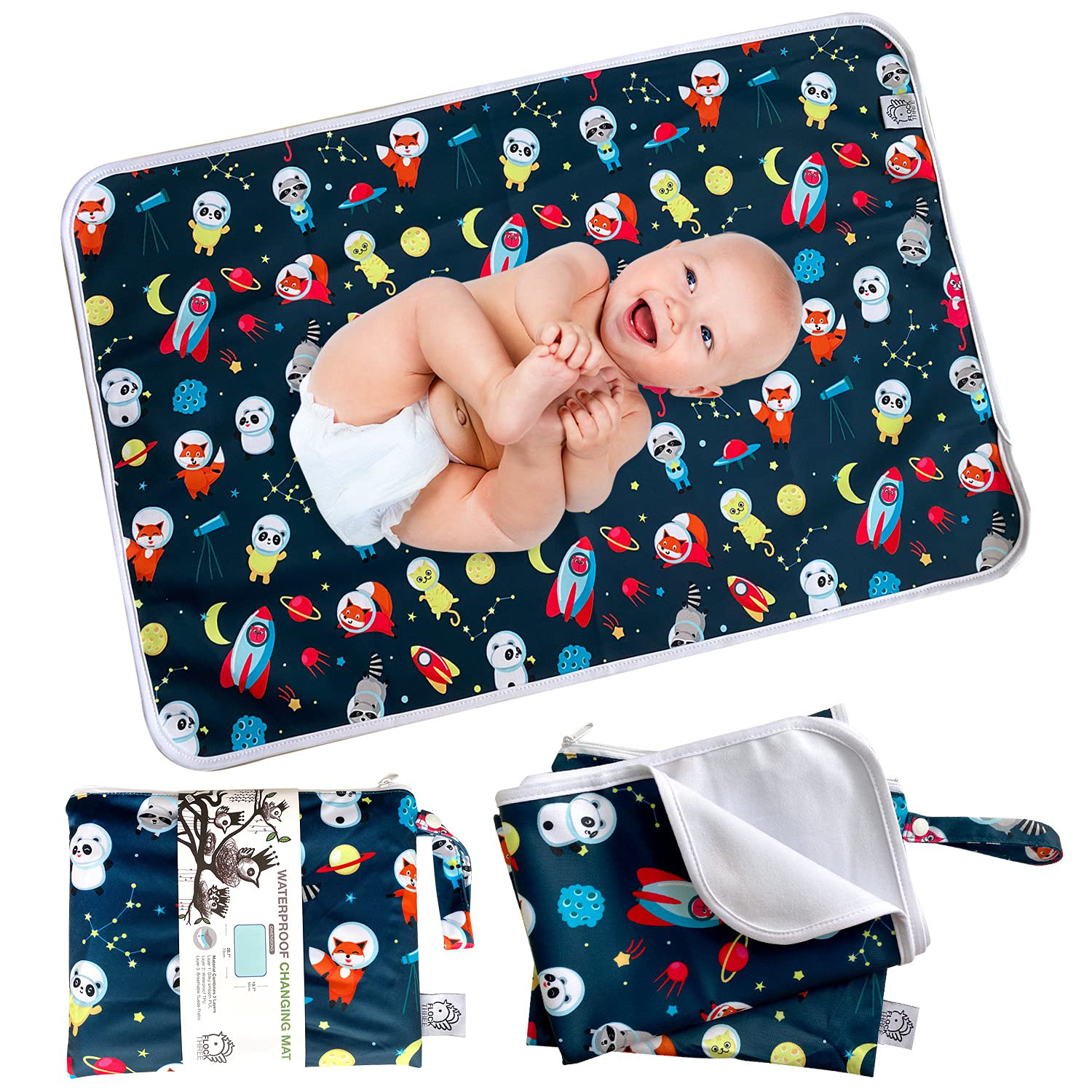 Flockthree Waterproof Baby Diper Changing Pad with Storage Bag (28.7" X 19.7") Washable Wipeable Reusable Leak Proof Diaper Travel Mat Station Changing Mattress Liner Cribs Bed Cover, Dogs Animals & Pet Supplies > Pet Supplies > Dog Supplies > Dog Diaper Pads & Liners FLOCK THREE Aircrafts Small:28.7*19.7 in 