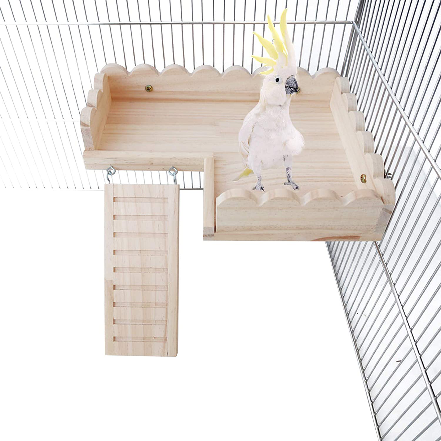 ROZKITCH Hamster Platform with Climbing Ladder, Bird Perch Cage Toy Wooden Play Gym Stand, Natural Pine Wood Tray for Chinchilla Squirrel Rabbit Guinea Pig, Birdcage Toy for Parrot Conure Parakeet Animals & Pet Supplies > Pet Supplies > Bird Supplies > Bird Gyms & Playstands ROZKITCH   