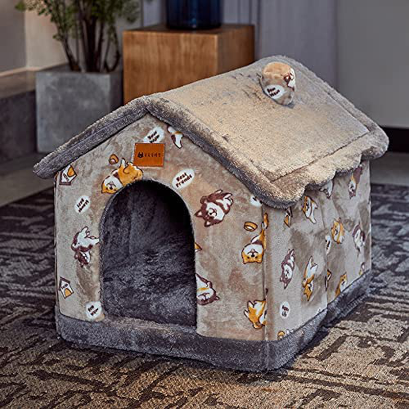 Foldable Dog House Kennel Bed Mat for Small Medium Dogs Cats,Winter Warm Cat Nest Puppy Cave Sofa Pet Products (Gray Star, L) Animals & Pet Supplies > Pet Supplies > Dog Supplies > Dog Houses TUOLE   