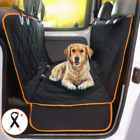 Doggie World Dog Car Seat Cover - Cars, Trucks and Suvs Luxury Full Protector, W/Extra Side Flaps, Seat Belt Openings - Hammock Convertible for Your Pet - Waterproof, Non-Slip - Machine Washable Animals & Pet Supplies > Pet Supplies > Dog Supplies > Dog Treadmills Doggie World Black Standard 