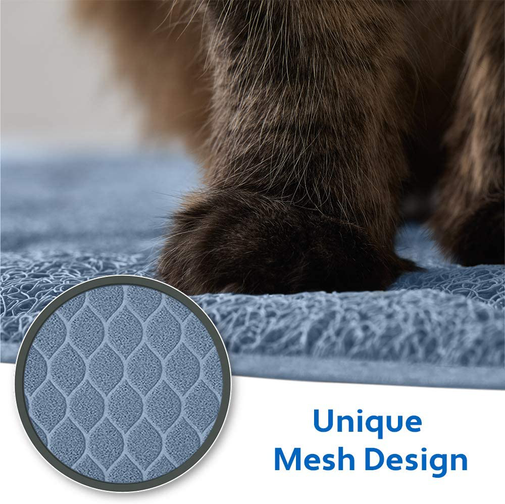 Mighty Monkey Durable Easy Clean Cat Mat, Litter Catching Mats, Great Scatter Control, Keep Floors Clean, Soft on Sensitive Kitty Paws, Cats Necessities, Large Size, Slip Resistant, 35X23, Light Blue Animals & Pet Supplies > Pet Supplies > Cat Supplies > Cat Litter Box Mats MIGHTY MONKEY   