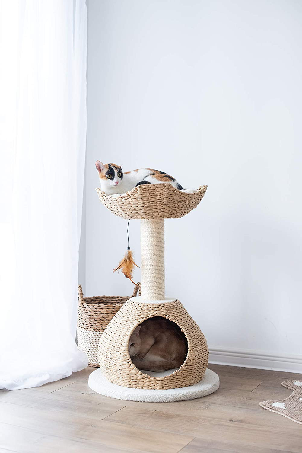 Petpals Hand-Made Paper Rope Natural Bowl Shaped with Perch Cat Tree