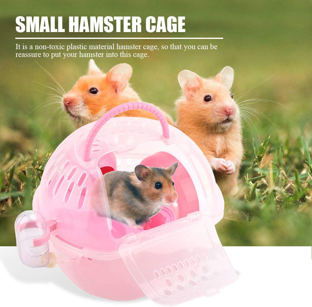 Ladieshow Portable Hamster Cage Transparent Plastic Mouse House Fully-Equipped Accessories Small Animal Habitat with Handle(Pink) Animals & Pet Supplies > Pet Supplies > Small Animal Supplies > Small Animal Habitat Accessories Ladieshow   