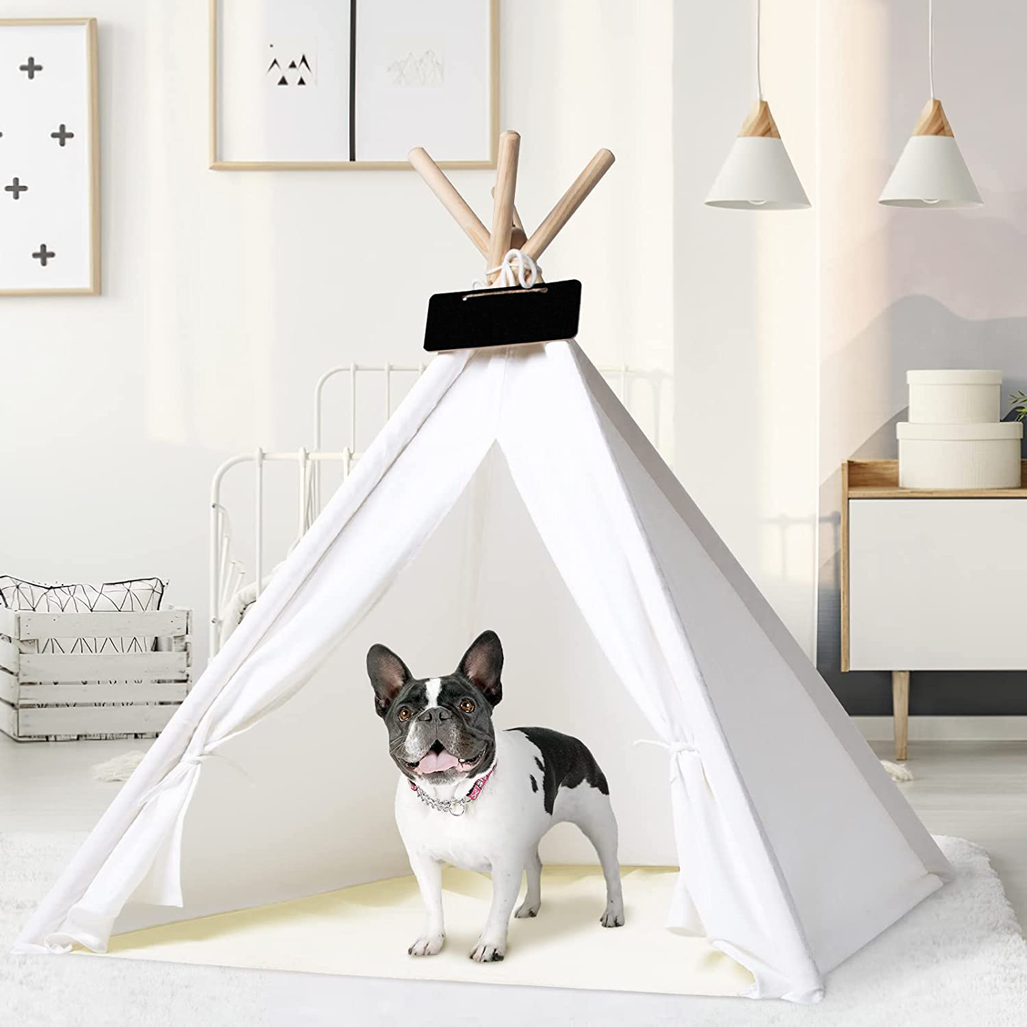 IREENUO Pet Teepee Tent for Dogs Cats, 33Inches Medium Size Dogs Tent House for Small Medium Dogs with Durable Material Animals & Pet Supplies > Pet Supplies > Dog Supplies > Dog Houses IREENUO   