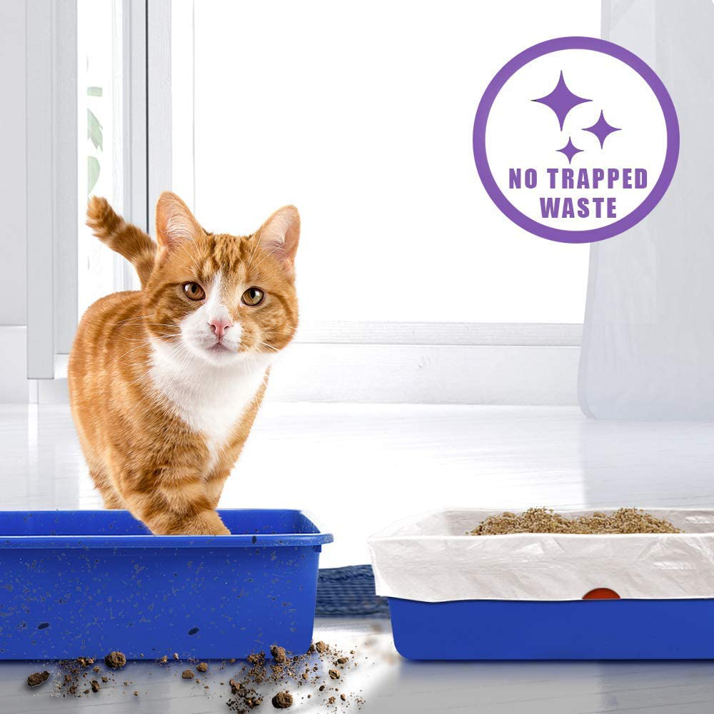 Alfapet Extra Large Cat Litter Box Liners-6 Boxes- Heavy Duty 2 Mil Thick Plastic, Clever Drawstring Liner for Easy Disposal- Flat Bottom for Easy, Secure Placement in Kitty Pan-Disposable