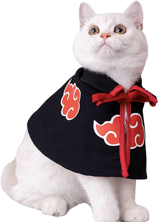 Cat Cloak Anime Ninja Costume，Halloween Pet Clothes,Pet Cloak Cosplay Party for Small Dogs Cats Clothing Animals & Pet Supplies > Pet Supplies > Cat Supplies > Cat Apparel MIANHUATANG Black Medium 