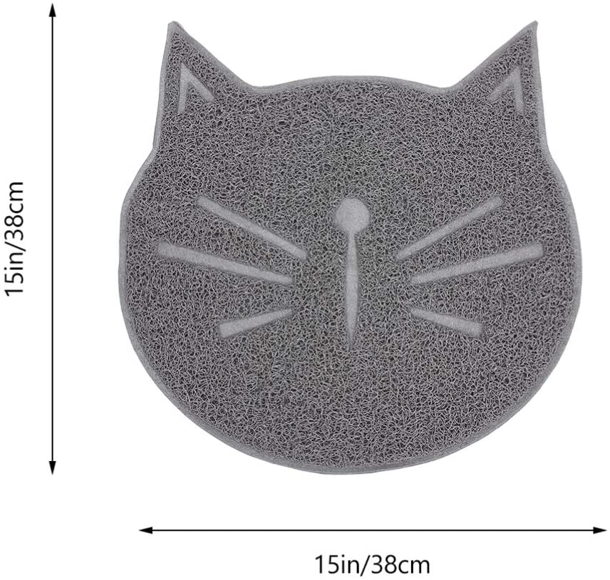 POPETPOP Pet Cat Litter Mat Non Slip Litter Tracking Mat Traps Litter from Box and Cats Easy Clean for Kitty Kitten Supplies 38X38CM Black Animals & Pet Supplies > Pet Supplies > Cat Supplies > Cat Litter Box Mats POPETPOP   