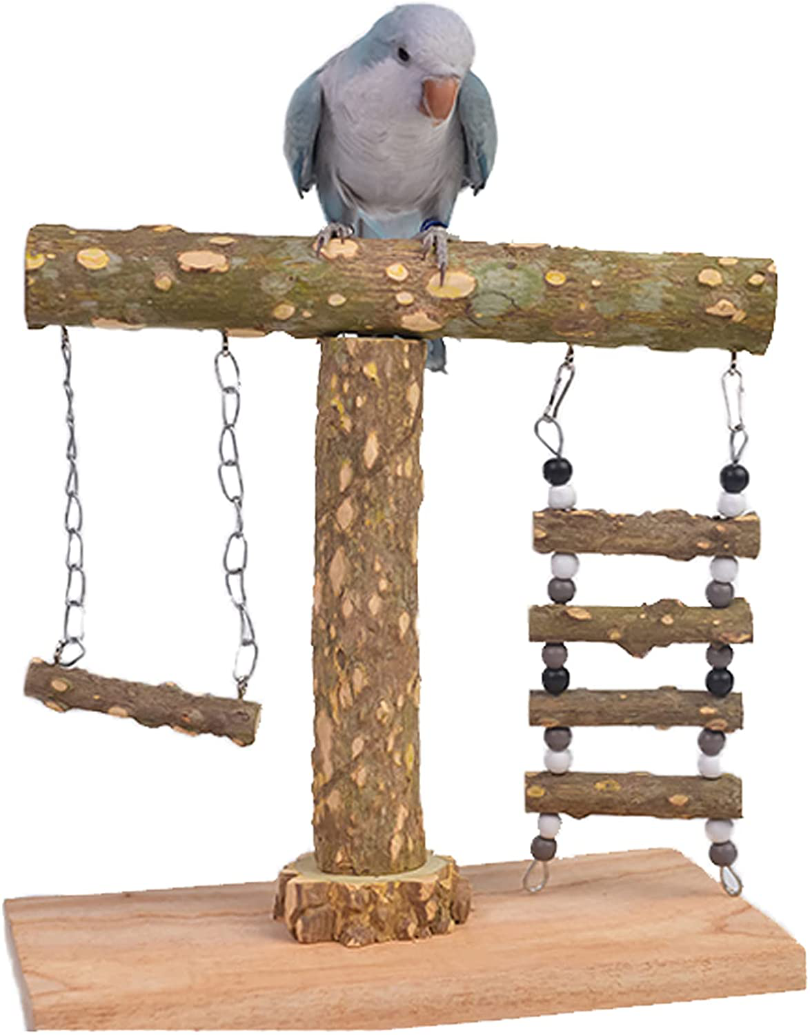 Bird Playstand Platform for Cockatiels, Parrots Playground Stand Perches, outside Birdcage Playpen Stand with Swing and Ladder, Natural Wood Tabletop Exercise Playgym for Parakeets, Conures, Cockatoo Animals & Pet Supplies > Pet Supplies > Bird Supplies > Bird Cages & Stands MKubwaa   