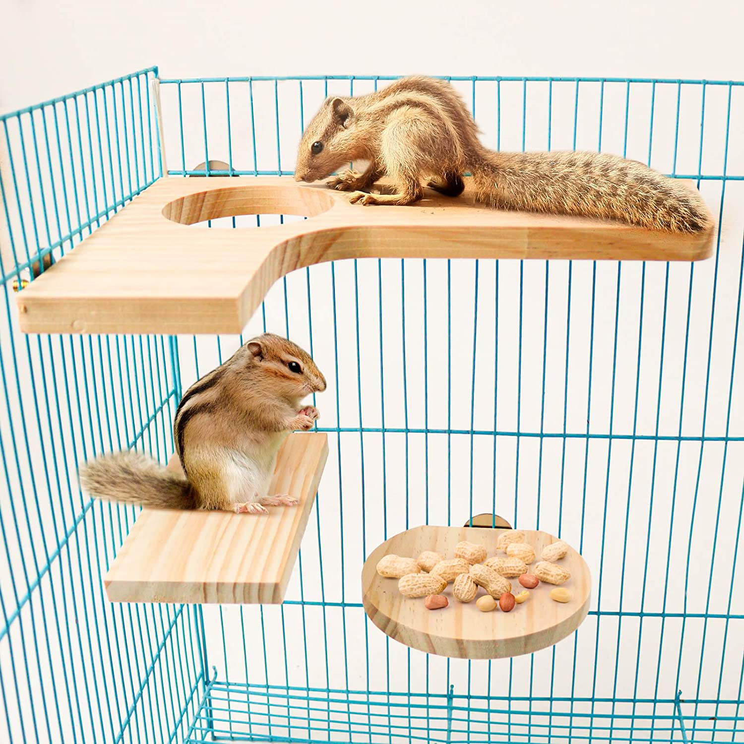 Squirrel Gerbil Chinchilla and Dwarf Hamster L-Shaped round Hole Wooden Platform, 3 Pieces of Natural Hamster Standing Platform Chinchilla Cage Accessories, Birds Parrots Activity Playground Animals & Pet Supplies > Pet Supplies > Small Animal Supplies > Small Animal Habitat Accessories Roundler   