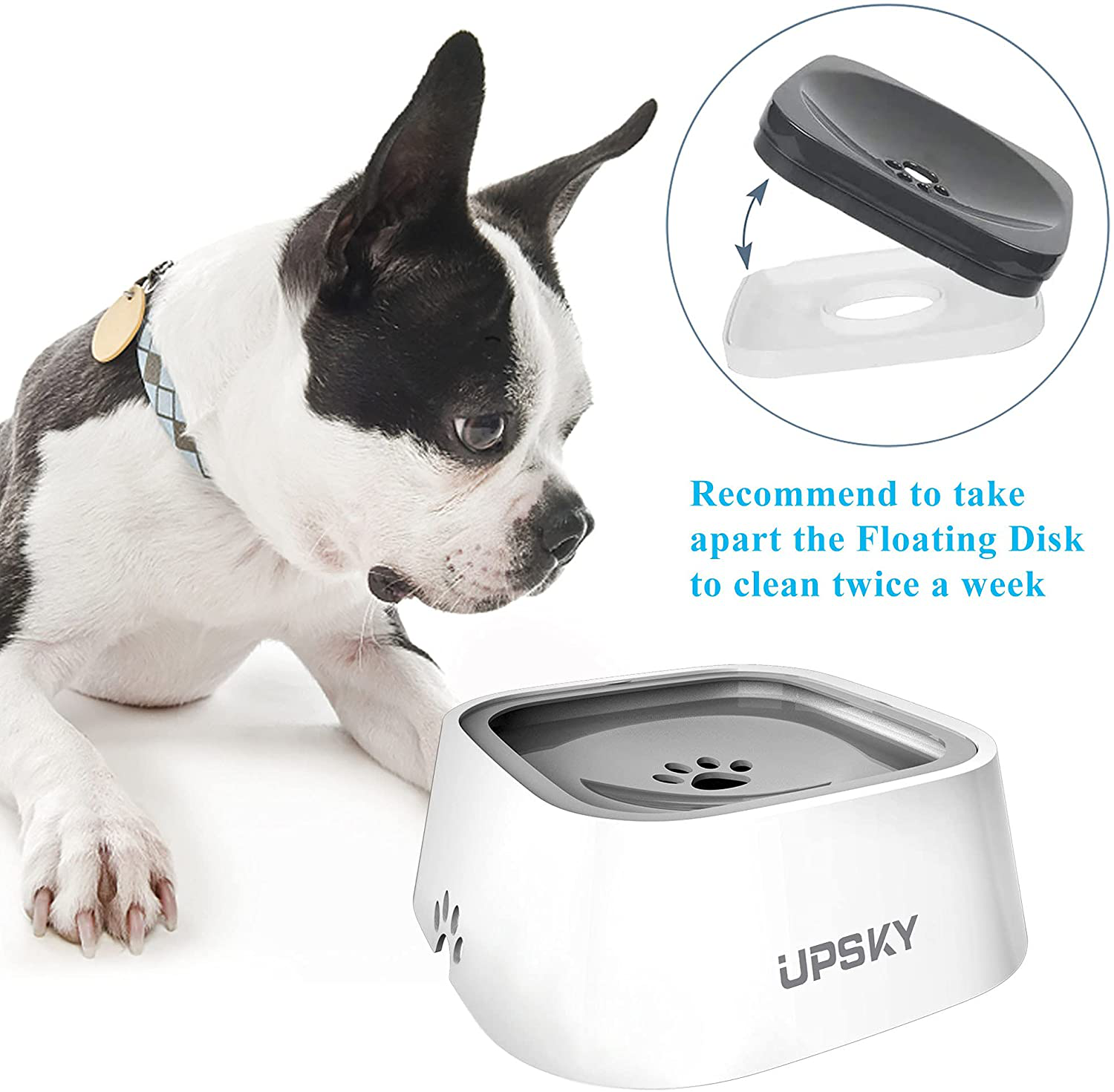 UPSKY Dog Bowl Dog Water Bowl No Spill Pet Water Bowl No Drip Slow Wat KOL PET