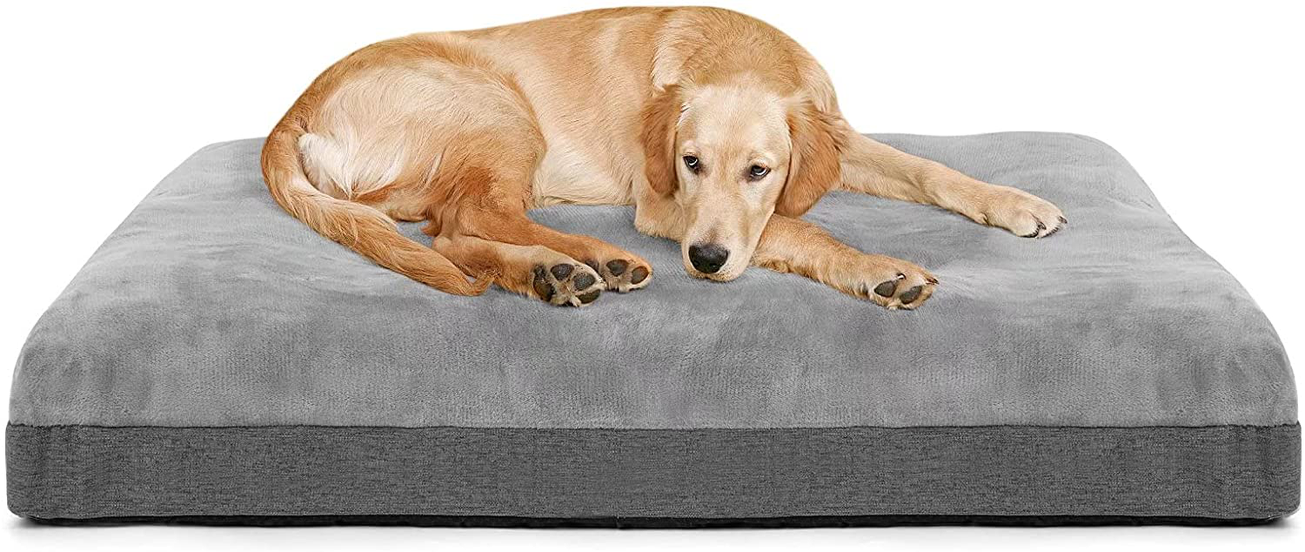 Orthopedic Foam Large Dog Bed, Extra Thicken Pet Bolster Mattress(5.5-6 Inches), Washable Dog Bed with Removable Cover, Super Soft & anti Slip Bottom for Medium, Large and Extra Large Dogs