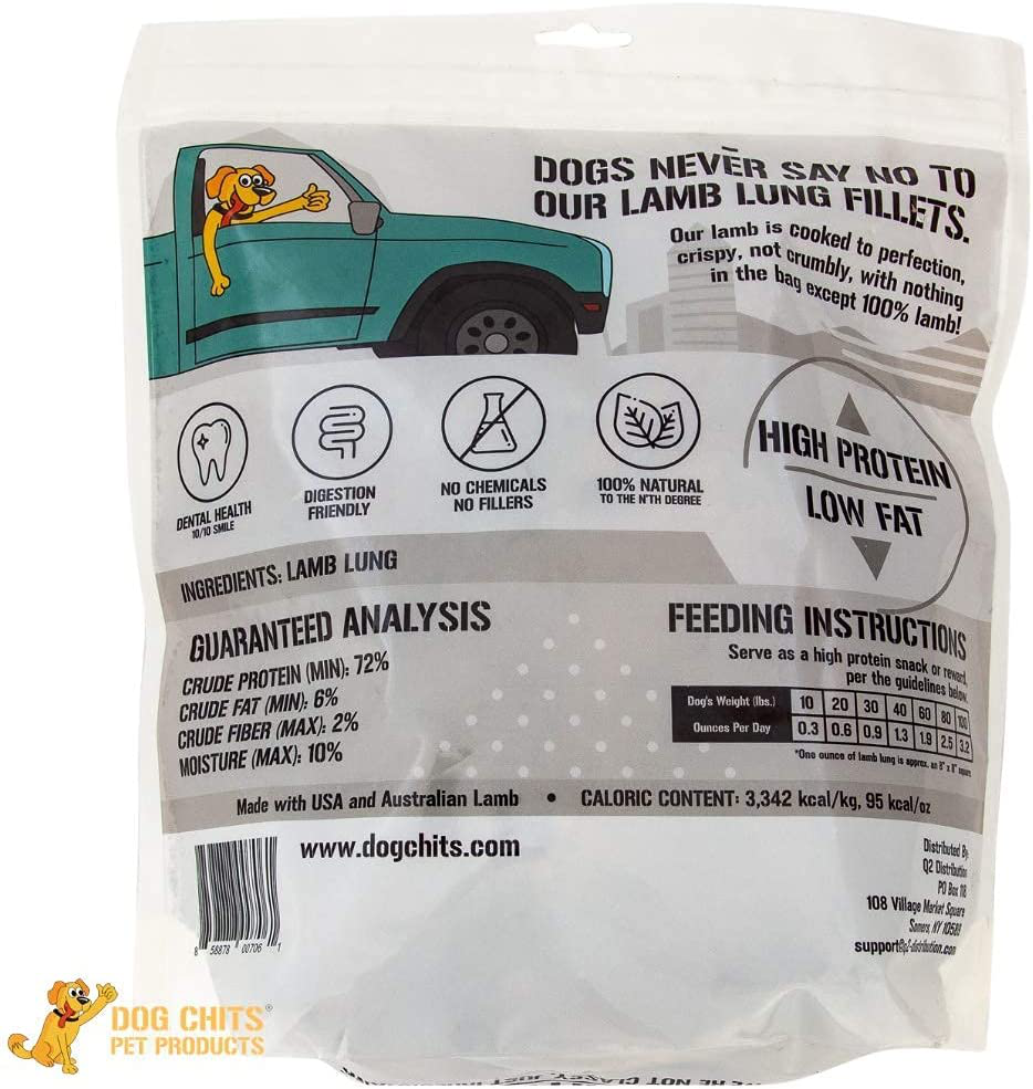 Dog Chits Lamb, Bison or Veal Lung Fillets for Dogs - Dog and Puppy Chews, Huge Bag, Made in USA, All-Natural Treats, Crispy Not Crumbly, Large and Small Dogs, Flavor Dogs Love