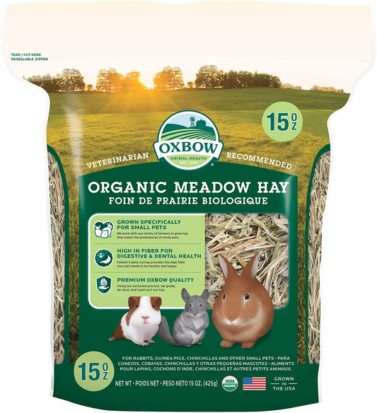 Oxbow Animal Health Organic Meadow Hay - All Natural Hay for Rabbits, Guinea Pigs, Chinchillas, Hamsters & Gerbils Animals & Pet Supplies > Pet Supplies > Small Animal Supplies > Small Animal Food Oxbow 15 Ounce (Pack of 1)  