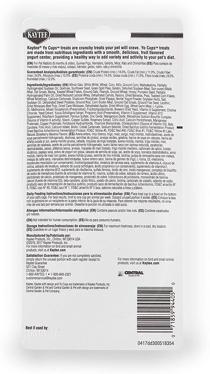 Kaytee Fiesta Yogurt Cup Strawberry Banana Flavored Treat for Small Animals, 3.8-Oz Animals & Pet Supplies > Pet Supplies > Small Animal Supplies > Small Animal Treats Kaytee   