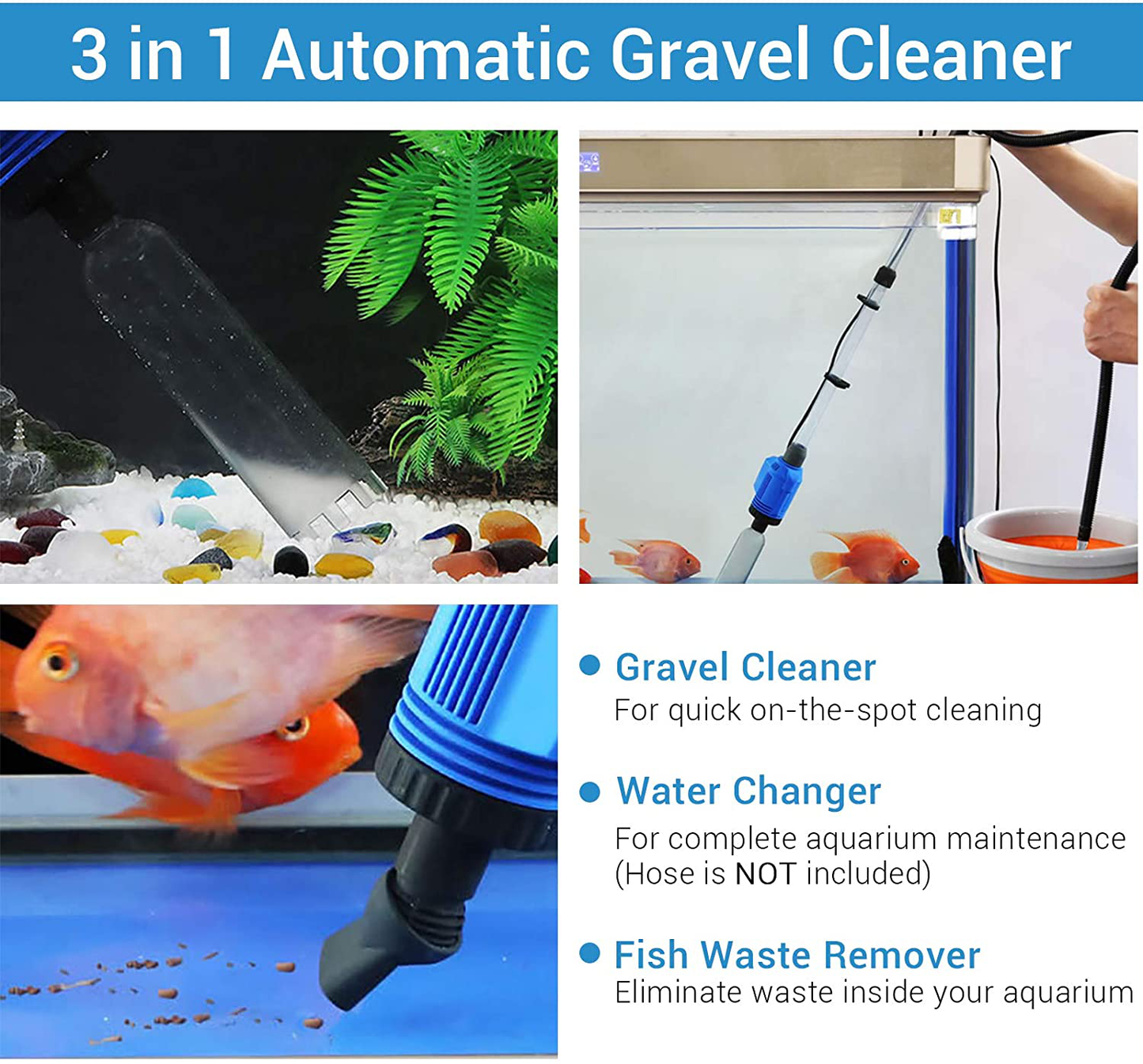 NICREW Power VAC plus Electric Gravel Cleaner, Automatic Aquarium Cleaner with Sponge Filter, 3 in 1 Aquarium Vacuum Gravel Cleaner for Medium and Large Tanks Animals & Pet Supplies > Pet Supplies > Fish Supplies > Aquarium Gravel & Substrates NICREW   