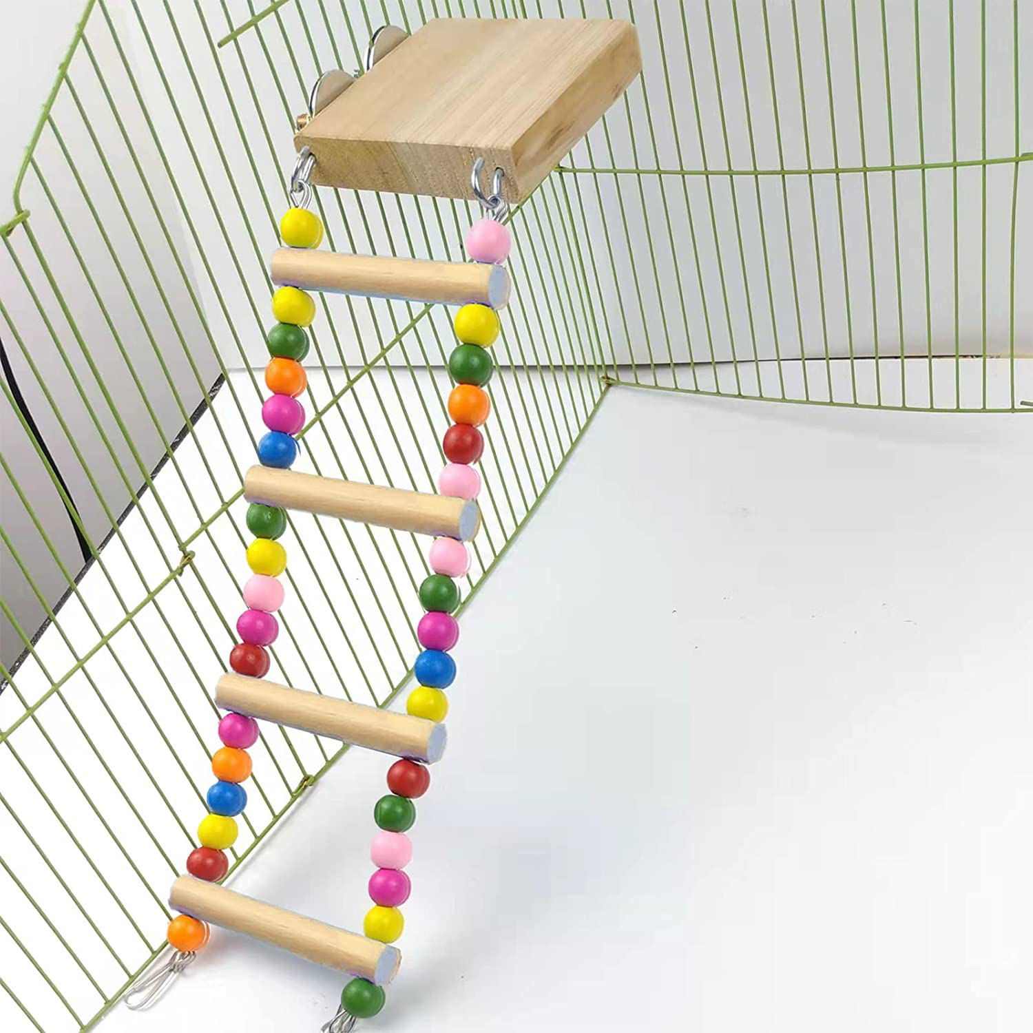 Dnoifne Bird Wooden Ladder Toy, Parrot Bird Perch Springboard with Ladders, Hanging Pet Bird Cage Accessories, Funny Perch Training Toys for Parrot Macaw African Budgies Cockatiels Hamster Squirrel Animals & Pet Supplies > Pet Supplies > Bird Supplies > Bird Ladders & Perches Dnoifne   