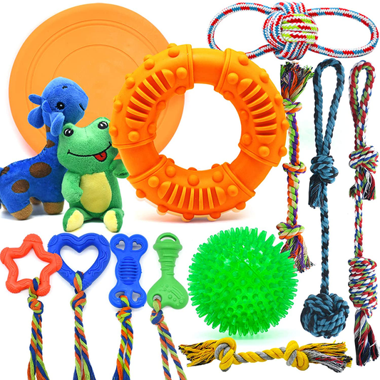 Dog Chew Toys for Puppies Teething, Super Value 14 Pack Puppy Toys for Small Dog Toys Squeaky Toys for Dogs Rubber Ball Dog Rope Toy Durable Pet Toys for Dogs Interactive Plush Dog Toys Animals & Pet Supplies > Pet Supplies > Dog Supplies > Dog Toys LEGEND SANDY   