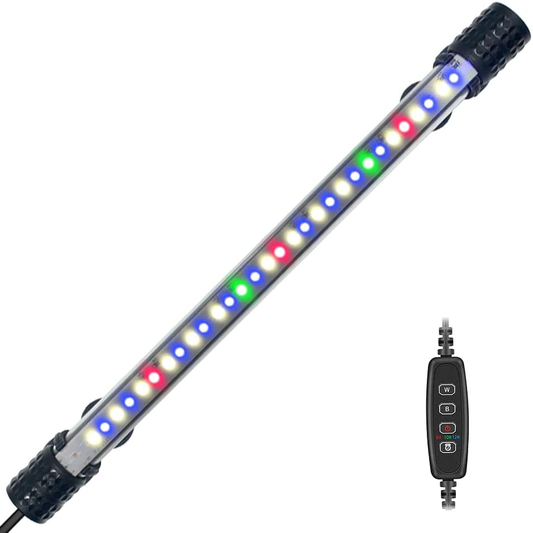 Submersible LED Aquarium Light,Fish Tank Light with Timer Auto On/Off Dimming Function,3 Light Modes Dimmable&4-Color Lamp Beads,10 Brightness Levels Optional&3 Levels of Timed Loop 30LEDS-RGB 11.5'' Animals & Pet Supplies > Pet Supplies > Fish Supplies > Aquarium Lighting Varmhus   