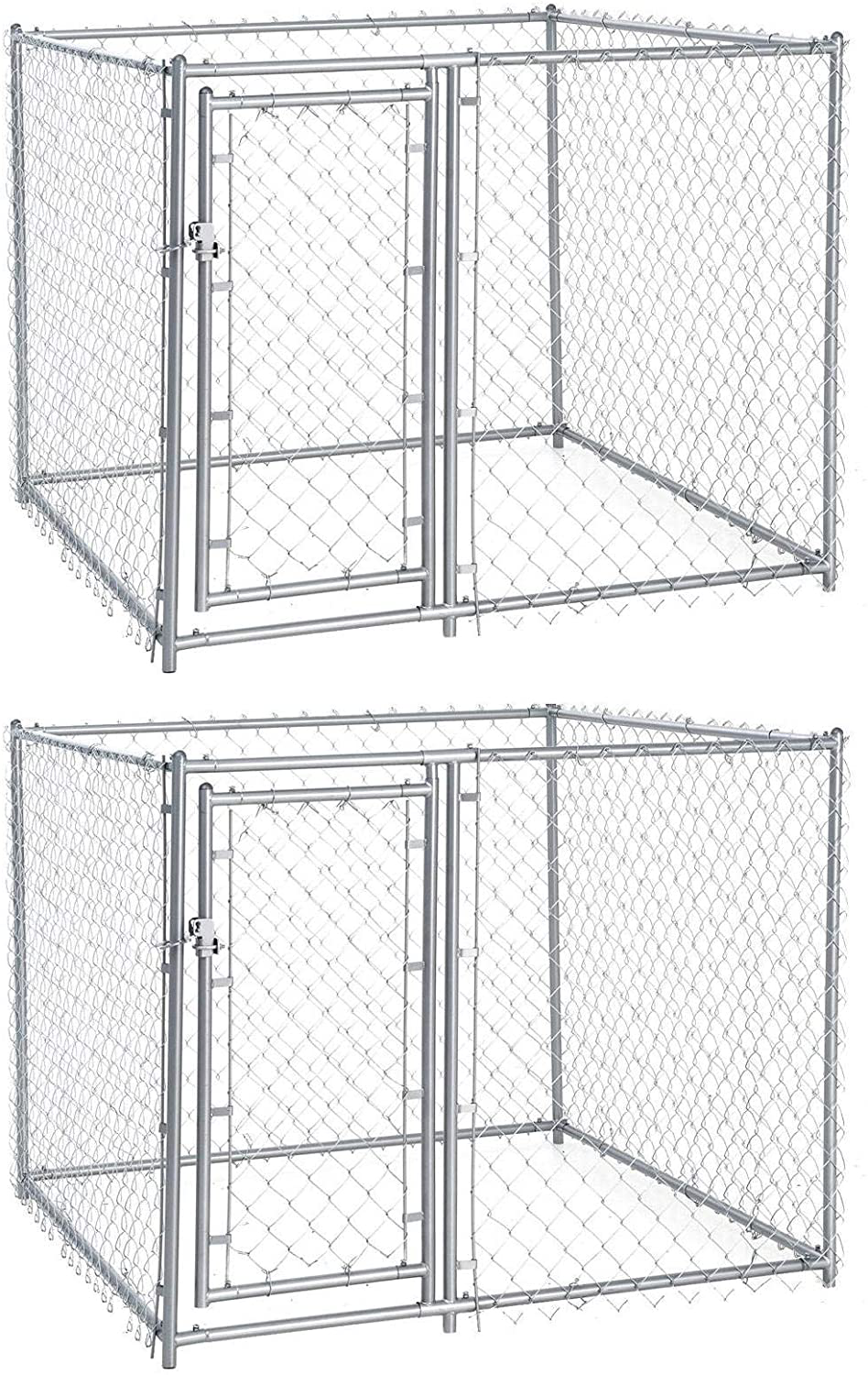 Lucky Dog 5 X 5 X 4 Foot Heavy Duty Outdoor Chain Link Dog Kennel (2 Pack)
