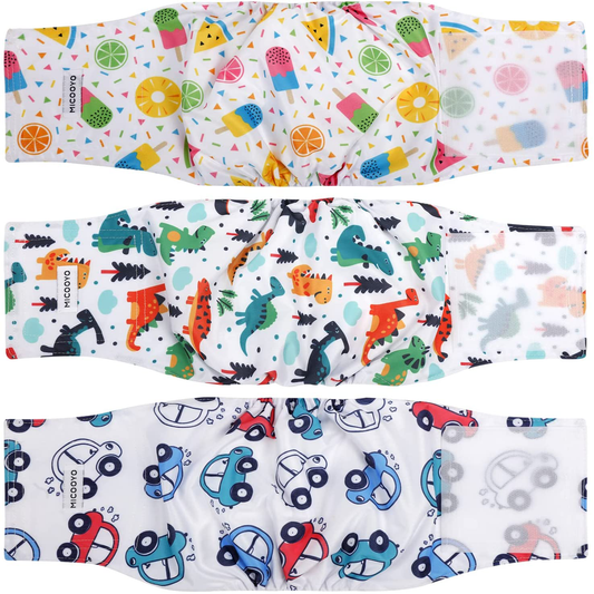MICOOYO Washable Belly Bands for Male Dogs | Reusable Doggie Diapers | Absorbent Doggy Wraps with Adjustable Fastener - Pack of 3 Animals & Pet Supplies > Pet Supplies > Dog Supplies > Dog Diaper Pads & Liners MICOOYO   