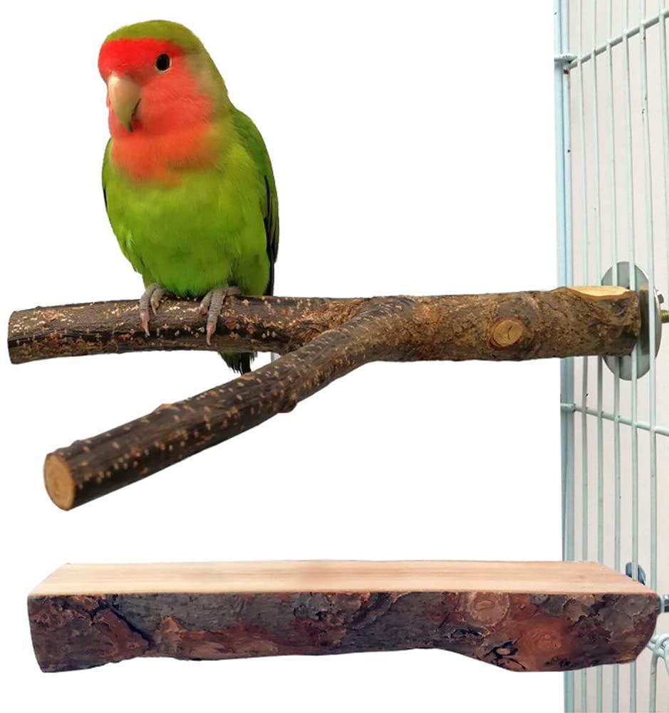 QUMY Bird Parrot Toys Hanging Bell Pet Bird Cage Hammock Swing Toy Wooden Hanging Perch Toy for Small Parakeets Cockatiels, Conures, Macaws, Parrots, Love Birds, Finches
