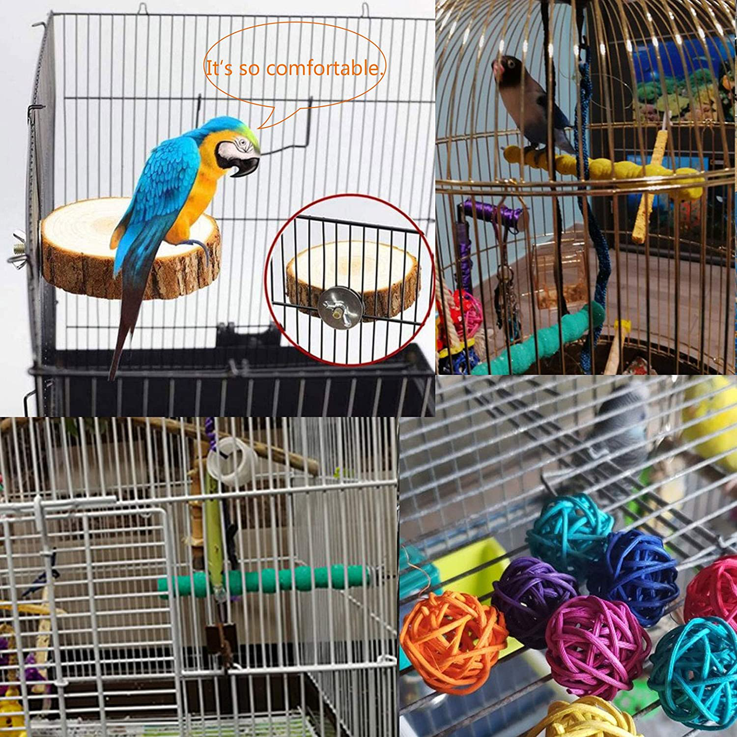 Parrot Perch Stand 12PCS Wood Bird Perch Stand Platform Paw Grinding Rough-Surfaced Parakeet Cage Accessories Exercise Toy for Budgies Conure Cockatiel Hamster (Random Color) Animals & Pet Supplies > Pet Supplies > Bird Supplies > Bird Cage Accessories Hamiledyi   