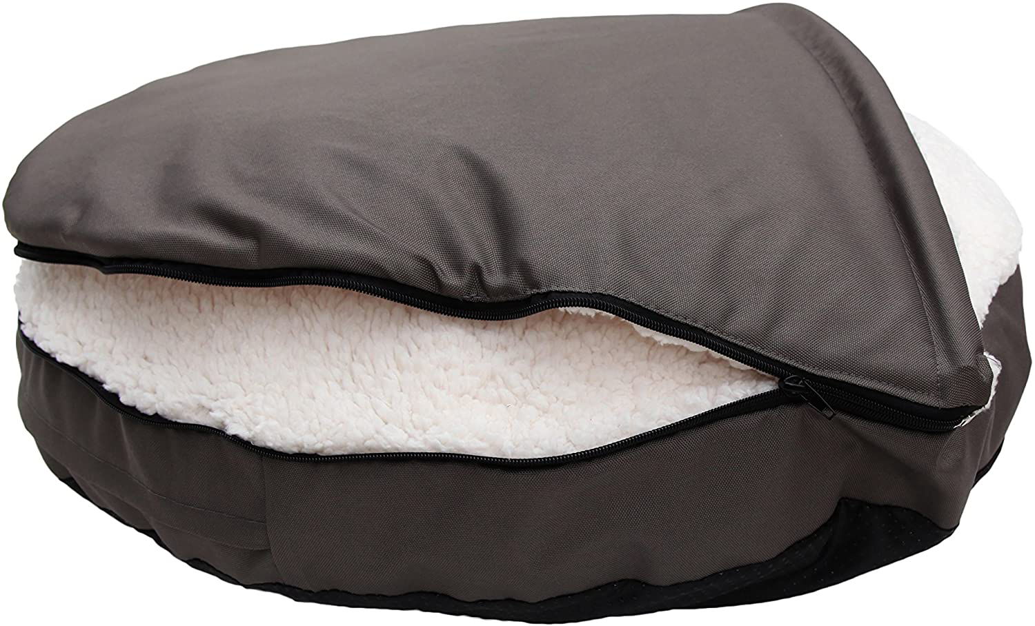 Long Rich Durable Oxford to Sherpa Pet Cave and round Pet Bed, 25", with Removable Top and Insert, by Happycare Textiles Animals & Pet Supplies > Pet Supplies > Dog Supplies > Dog Beds long rich   