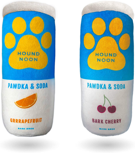 Bark Bros - Hound Noon - Two Pack Plush Squeaky Dog Toys Funny Drink Parody - Alcohol Dog Toy - Dog Birthday Toy - Cute Dog Toys - Beer Dog Toy - Puppy Gifts Animals & Pet Supplies > Pet Supplies > Dog Supplies > Dog Toys Bark Bros   