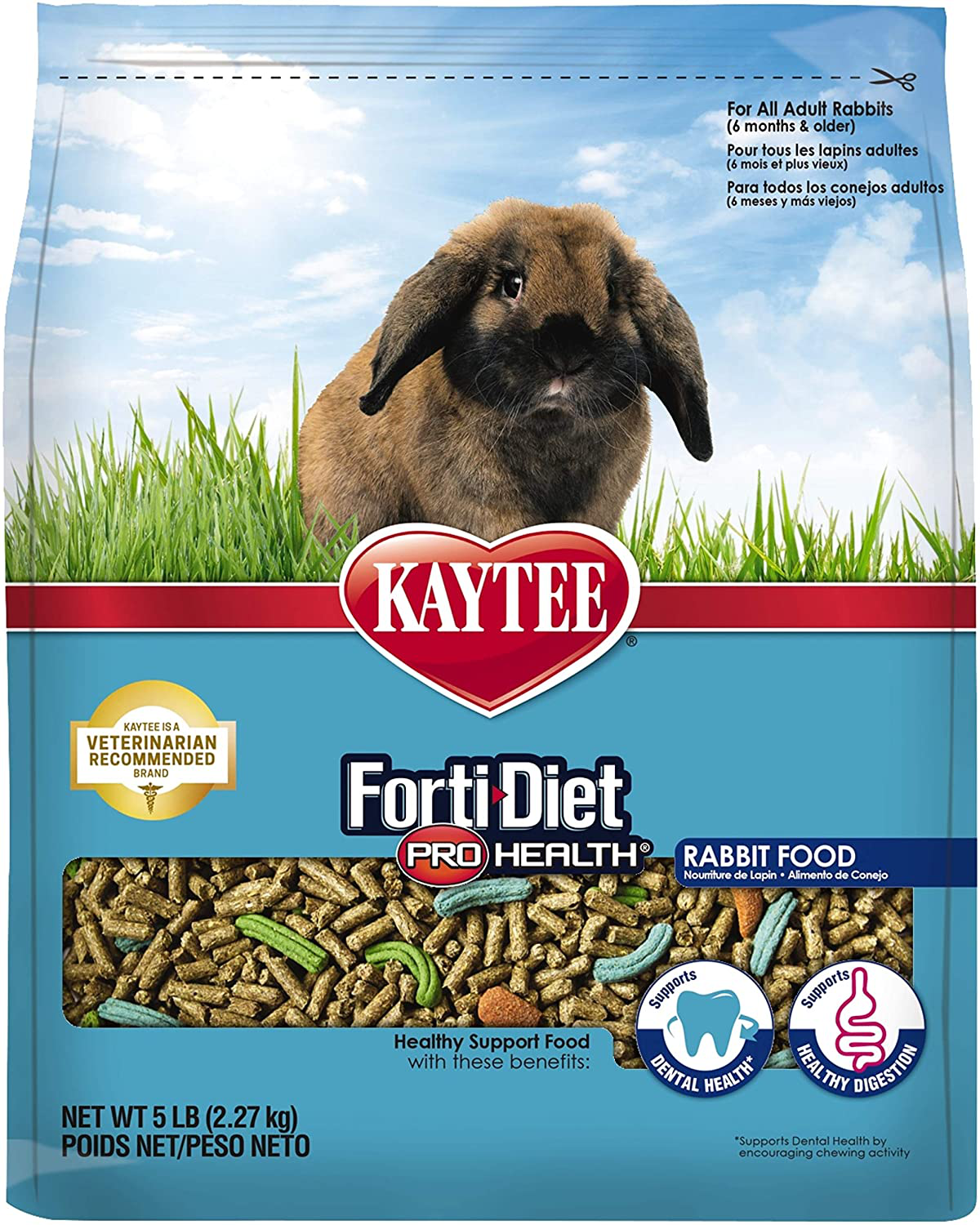 Kaytee Forti-Diet Pro Health Adult Rabbit Food, 5-Lb Bag
