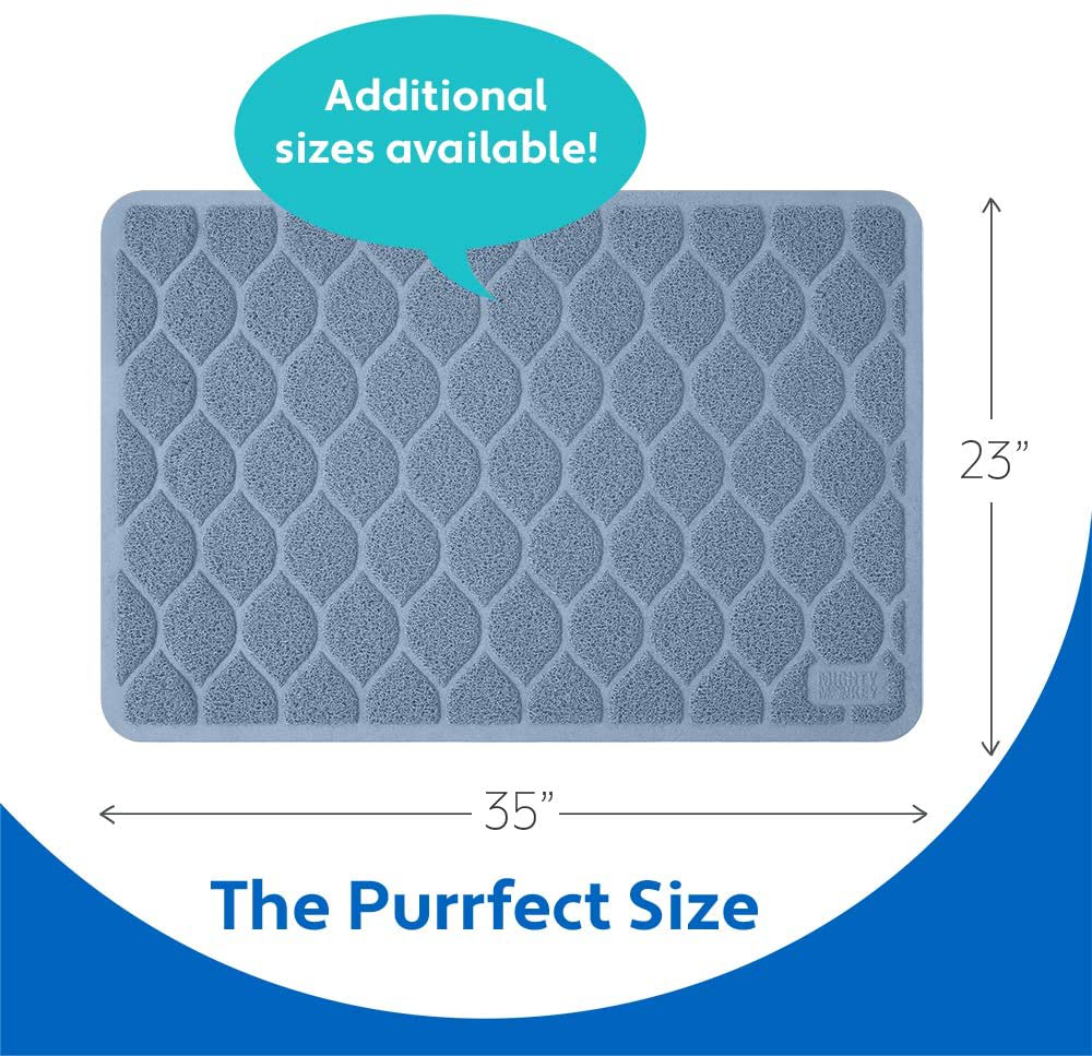 Mighty Monkey Durable Easy Clean Cat Mat, Litter Catching Mats, Great Scatter Control, Keep Floors Clean, Soft on Sensitive Kitty Paws, Cats Necessities, Large Size, Slip Resistant, 35X23, Light Blue Animals & Pet Supplies > Pet Supplies > Cat Supplies > Cat Litter Box Mats MIGHTY MONKEY   