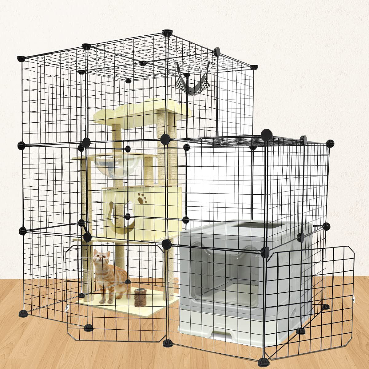 Breerainz Cat Cage Large Indoor DIY Design Pet Home Small Animal House Detachable Playpen with 2 Doors 3 Tiers for Playing and Sleeping,41.3 X 27.6 X 41.3 Inch,Black Animals & Pet Supplies > Pet Supplies > Small Animal Supplies > Small Animal Habitats & Cages BreeRainz   