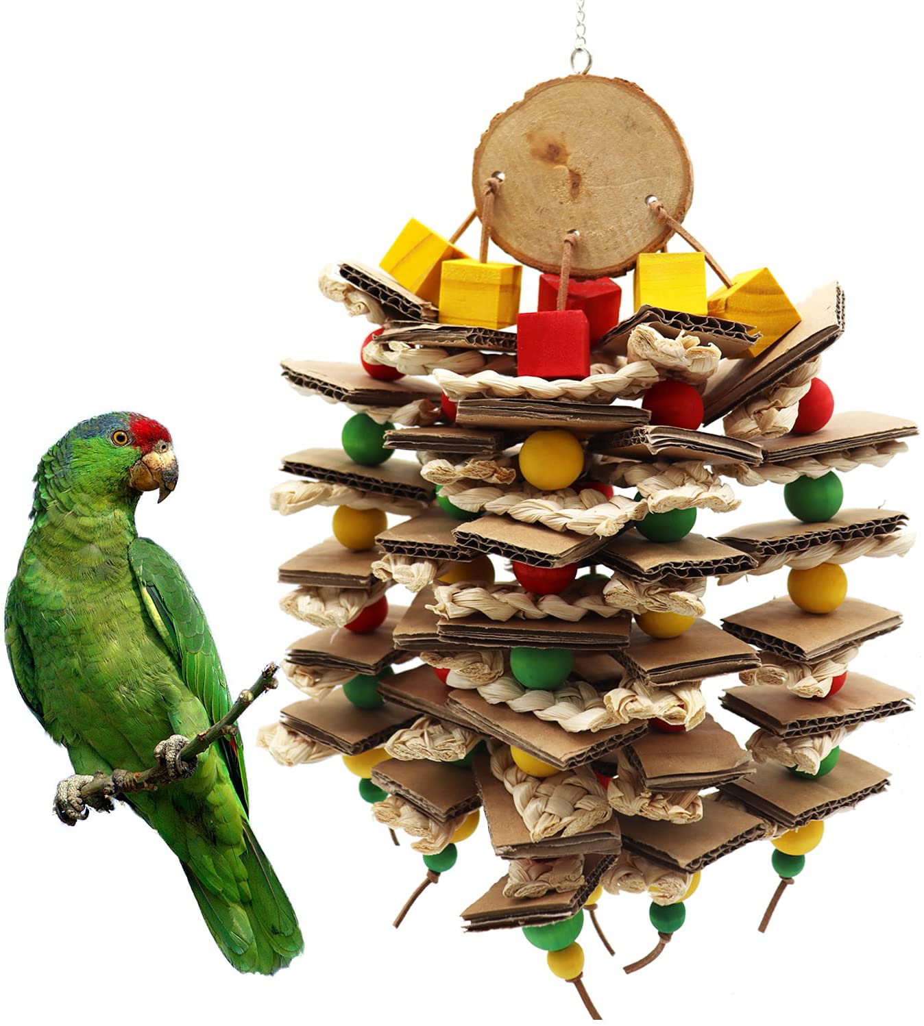 RF-X Medium-Sized Bird Toys, African Gray Parrot Toys, Natural Wooden Corn Cob Shaft Cardboard Bird Cage Chew Toys, Suitable for Small and Medium-Sized Parrot Birds Animals & Pet Supplies > Pet Supplies > Bird Supplies > Bird Cage Accessories RF-X Round balsam wood model  