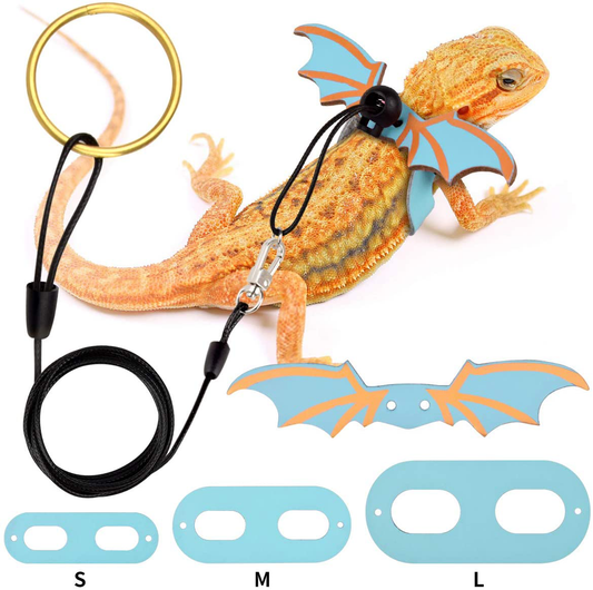 G.CORE Bearded Dragon Leash and Harness Adjustable Leather Wings Costume Carrier from Baby to Juvenile Lizard Iguana Gecko Chameleon Hamster Ferret Reptile Walking Leash S M L 3 Pack Animals & Pet Supplies > Pet Supplies > Reptile & Amphibian Supplies > Reptile & Amphibian Substrates G.CORE Sky Blue  