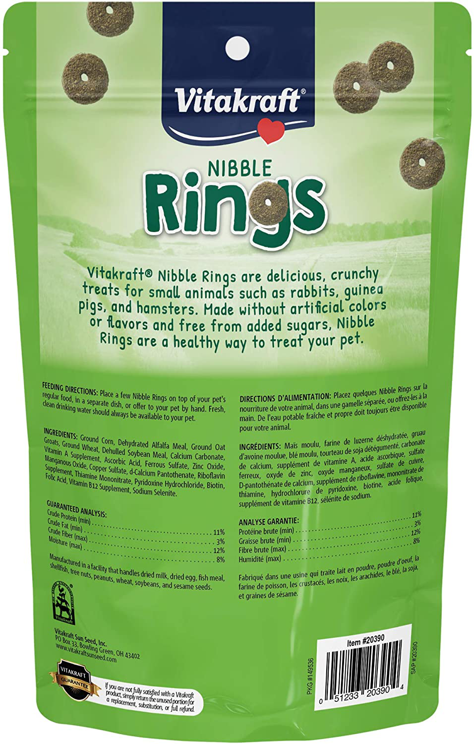 Vitakraft Nibble Rings Treat for Rabbits, Guinea Pigs, Hamsters, and Other Small Pets, 10.6 Oz Animals & Pet Supplies > Pet Supplies > Small Animal Supplies > Small Animal Treats Vitakraft   