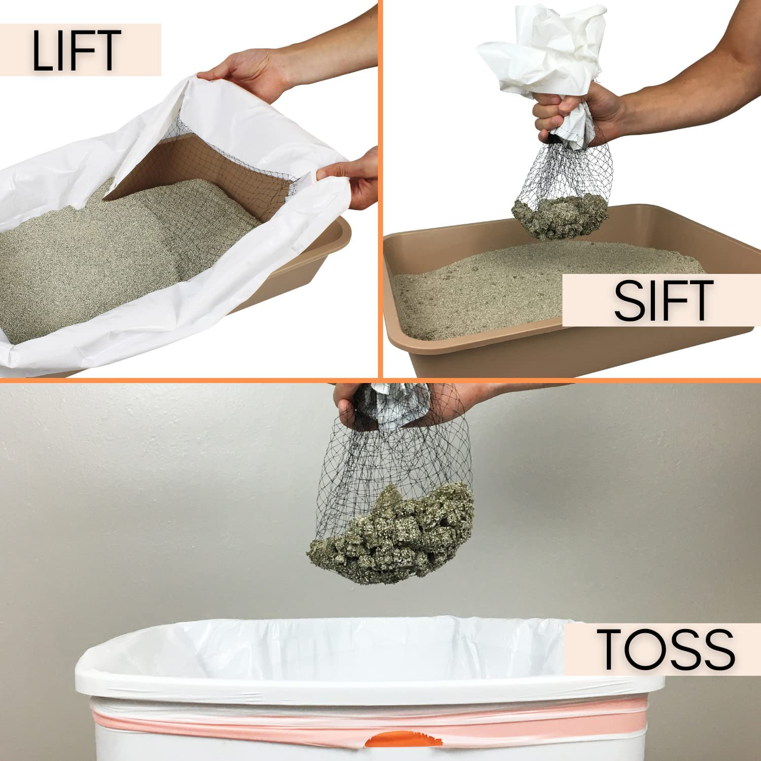 Sift N Toss, Sifting Litter Box Liners, Cat Litter Liners That Do Not Require Scooping! Just Lift, Sift, & Toss! (14 Mesh Liners, 14 Bags, 2 Base Mats) Animals & Pet Supplies > Pet Supplies > Cat Supplies > Cat Litter Box Mats PURRFECT POUCH   