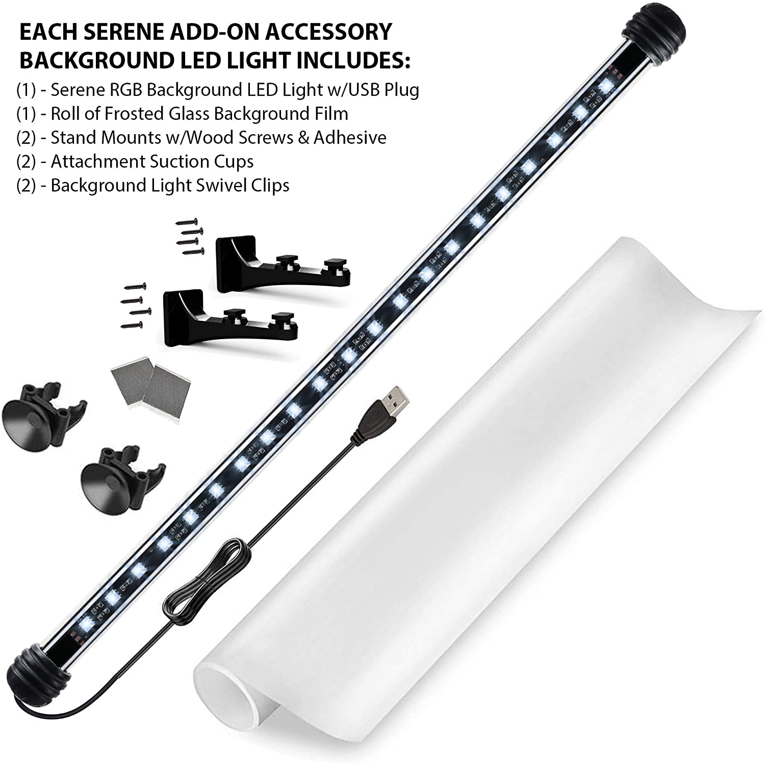 Current USA Serene Add-On Accessory LED Background Light Kit | Includes Frosted Background Glass Film and RGB LED Light Strip | Requires Serene Controller Animals & Pet Supplies > Pet Supplies > Fish Supplies > Aquarium Lighting Current USA   