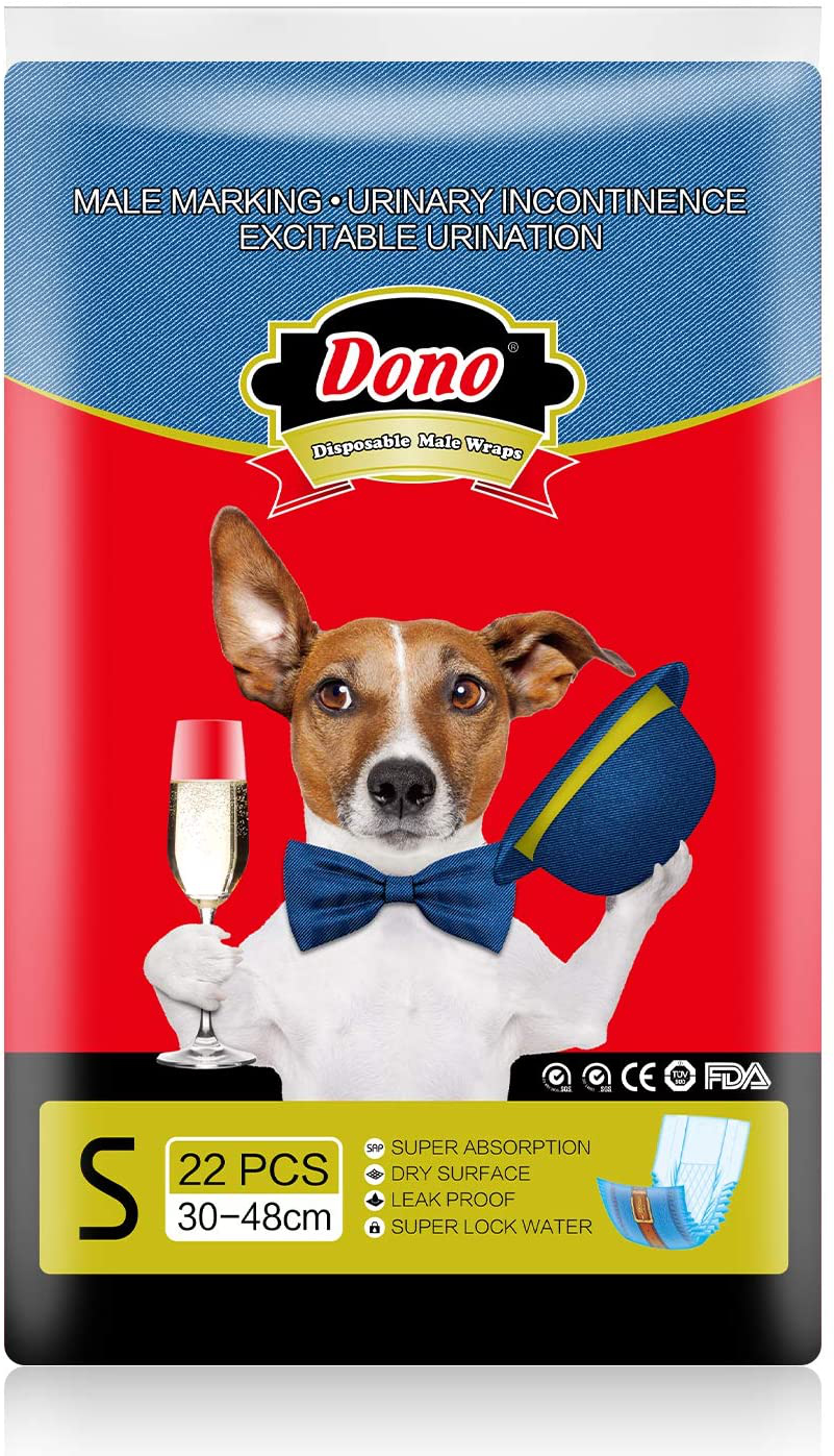 Dono Disposable Dog Diapers Male-Dogs Jeans Super Absorbent Soft Pet Diapers Doggie Wraps for Male Puppy Dogs 18Pcs,Leak Protection Excitable Urination or Incontinence Animals & Pet Supplies > Pet Supplies > Dog Supplies > Dog Diaper Pads & Liners Dono S 22 Count  