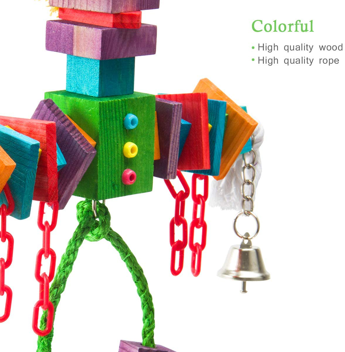 MEWTOGO Multicolored Parrot Bird Block Toys-Wooden Bird Block Chewing Toys for a Variety of Parrots and Birds like Macaws Parakeet Cockatiel Animals & Pet Supplies > Pet Supplies > Bird Supplies > Bird Toys MEWTOGO   