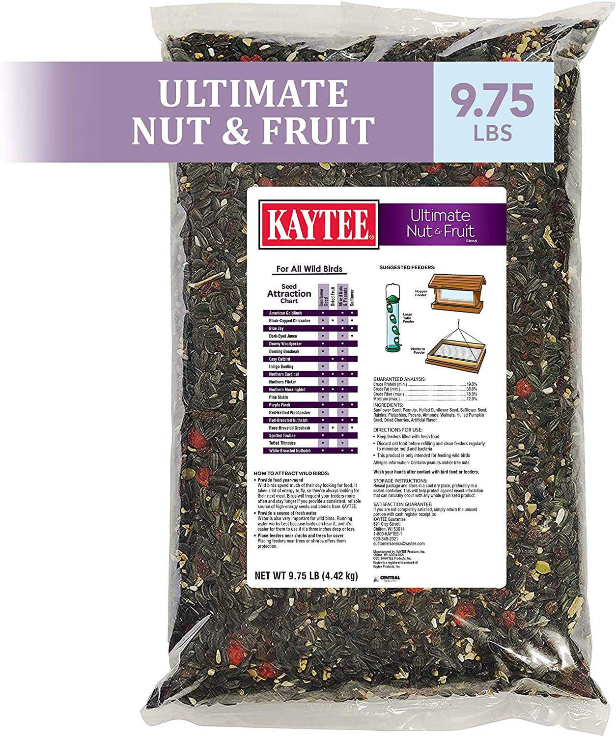 Kaytee Ultimate Nut and Fruit Bird Food, 9.75 Pounds Animals & Pet Supplies > Pet Supplies > Bird Supplies > Bird Food Kaytee Nut & Fruit Food 