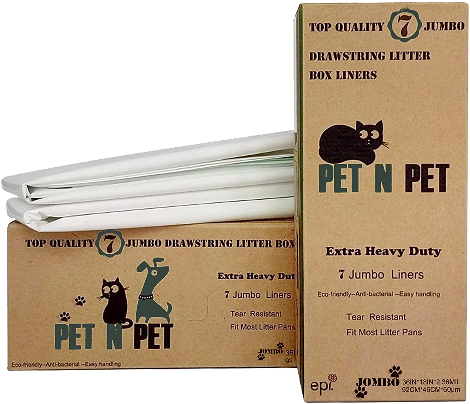 PET N PET Cat Litter Box Liners,Drawstring Litter Liner Bags for Litter Box, Extra Large Cat Litter Pan Liners,Heavy Duty Litter Liners Eco Friendly Pet Cat Supplies Animals & Pet Supplies > Pet Supplies > Cat Supplies > Cat Litter Box Liners E-GREEN 14 liners Extra Large 