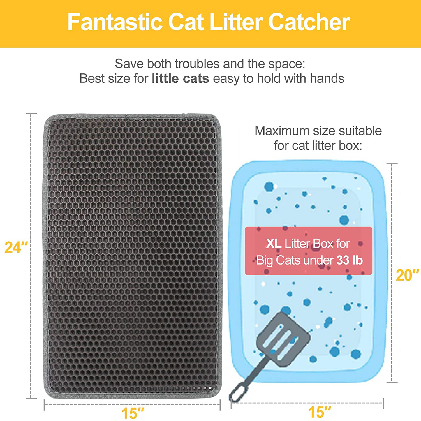 Letoo Cat Litter Mat Trapping for Litter Box, No-Toxic & Super Size, Urine & Waterproof, Honeycomb Double Layer anti Tracking Kitty Mats, No Phthalate, Washable Easy Clean Animals & Pet Supplies > Pet Supplies > Cat Supplies > Cat Litter Box Mats LeToo   