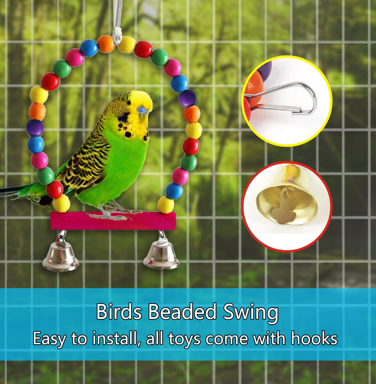 SUSYEE 16 Pcs Bird Toys Parrot Swing Toys Bird Perch Stand Chewing Hanging Swing Toys Pet Climbing Ladders Rattan Balls Suitable for Small Parakeets, Conures,Macaws,Cockatiel,Finches,Budgie,Love Birds Animals & Pet Supplies > Pet Supplies > Bird Supplies > Bird Ladders & Perches SUSYEE   