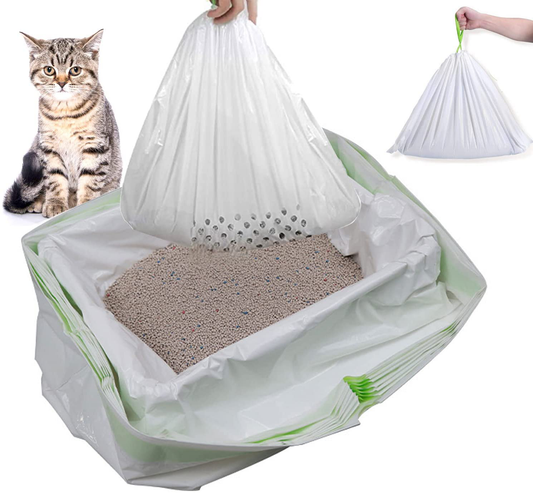 Tylu Cat Litter Box Liners, 35 Count Jumbo Cat Litter Bags Kitty Sifting Litter Liners Pet Cleaning Supplies with Durable Drawstring Contains 30 Screening Bags with Holes + 5 Non-Porous Screening Bag Animals & Pet Supplies > Pet Supplies > Cat Supplies > Cat Litter Box Liners Tylu   