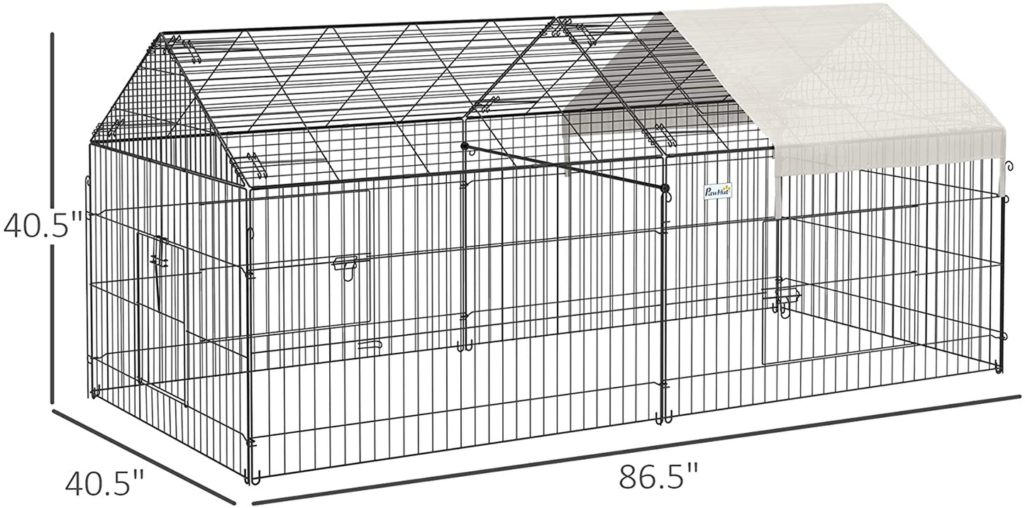 Pawhut 87” X 41” Outdoor Metal Pet Enclosure Small Animal Playpen Run for Rabbits, Chickens, Cats, Small Animals Animals & Pet Supplies > Pet Supplies > Small Animal Supplies > Small Animal Habitat Accessories PawHut   