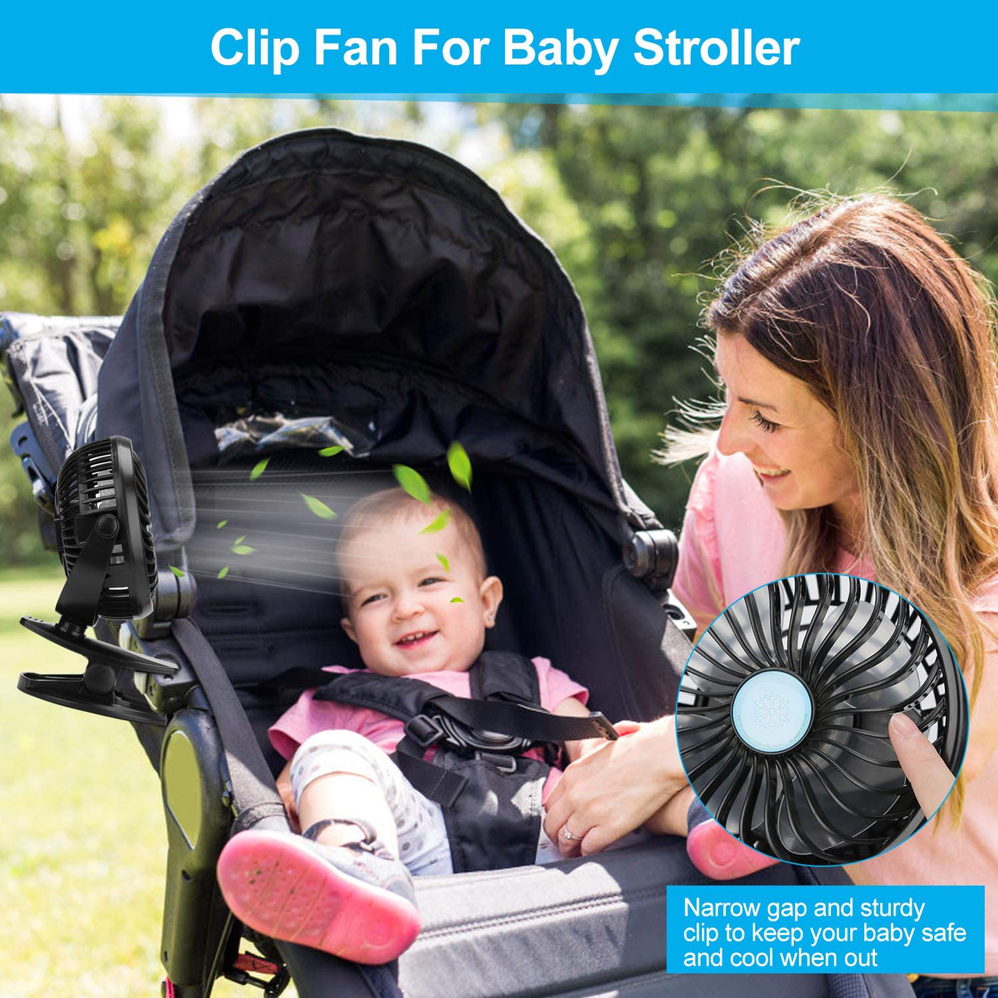 Tripole Clip on Fan Stroller Fan Battery Operated Portable Fan