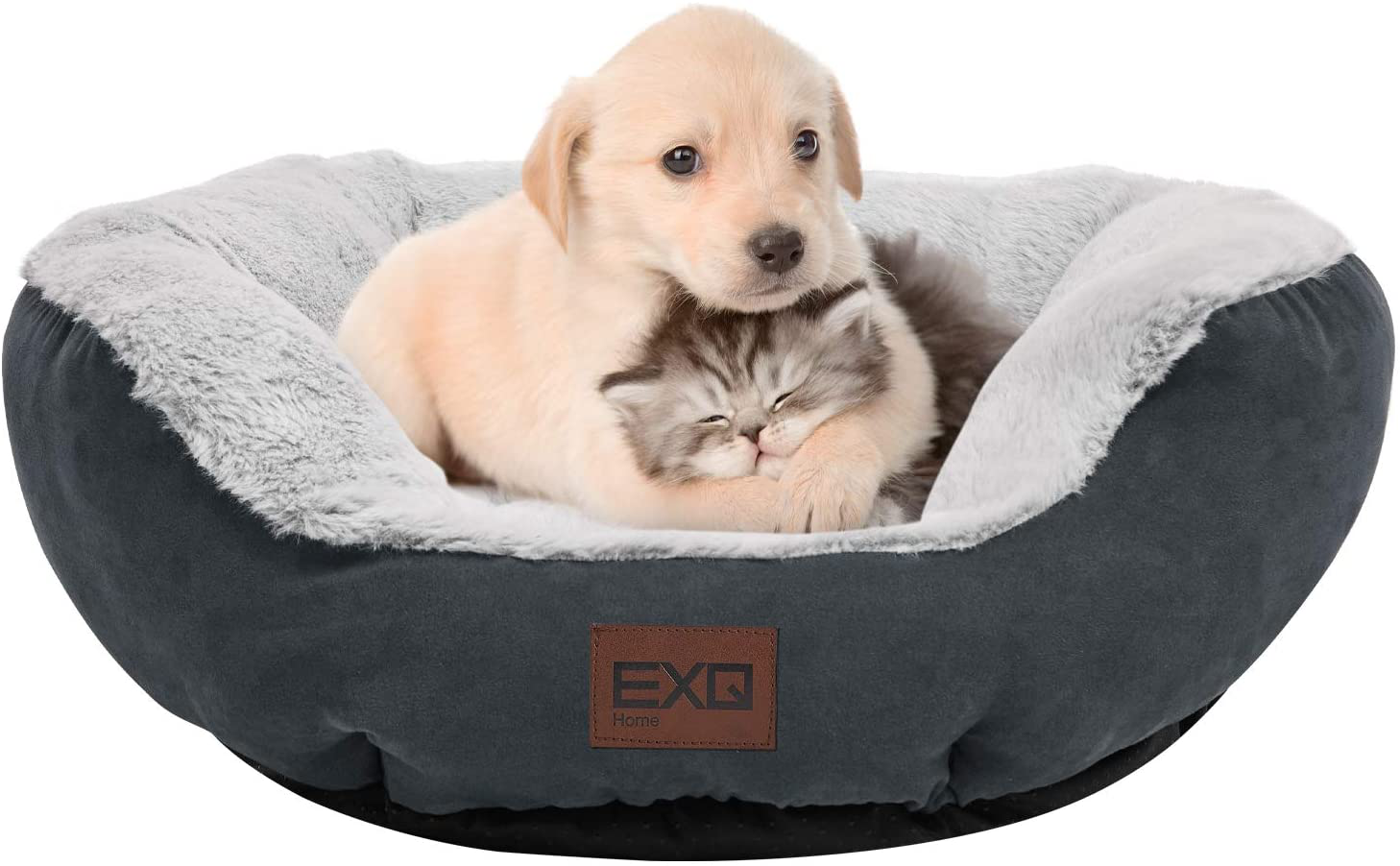 EXQ Home Soft Cat Beds for Indoor Cats,Fluffy Calming Cat Bed with Slip-Resistant Bottom,Plush round Dog Beds for Small Dogs,Kitten Bed Machine Washable Pet Beds for Small Dogs Animals & Pet Supplies > Pet Supplies > Cat Supplies > Cat Beds EXQUSA20CB02GRST   