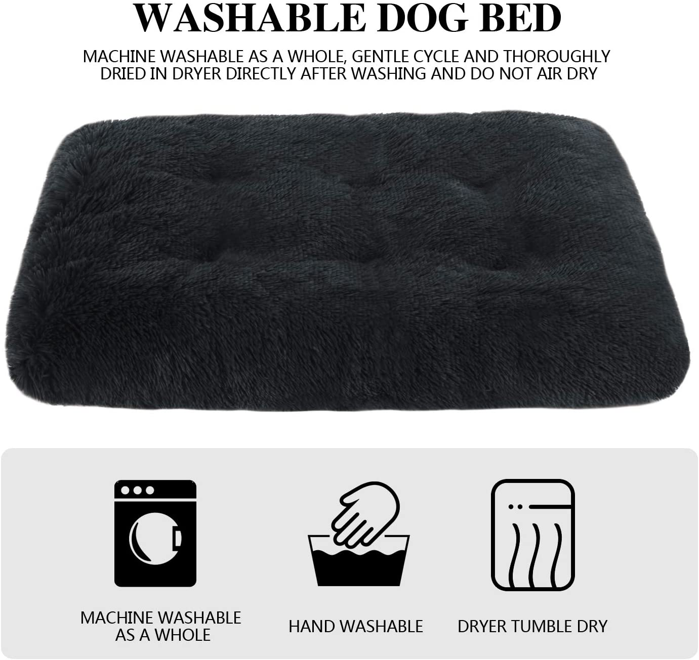 OXS Dog Bed Long Plush Calming Pet Bed, Comfortable Faux Fur Washable Crate Mat with Anti-Slip Backing for Jumbo Large Medium Dogs